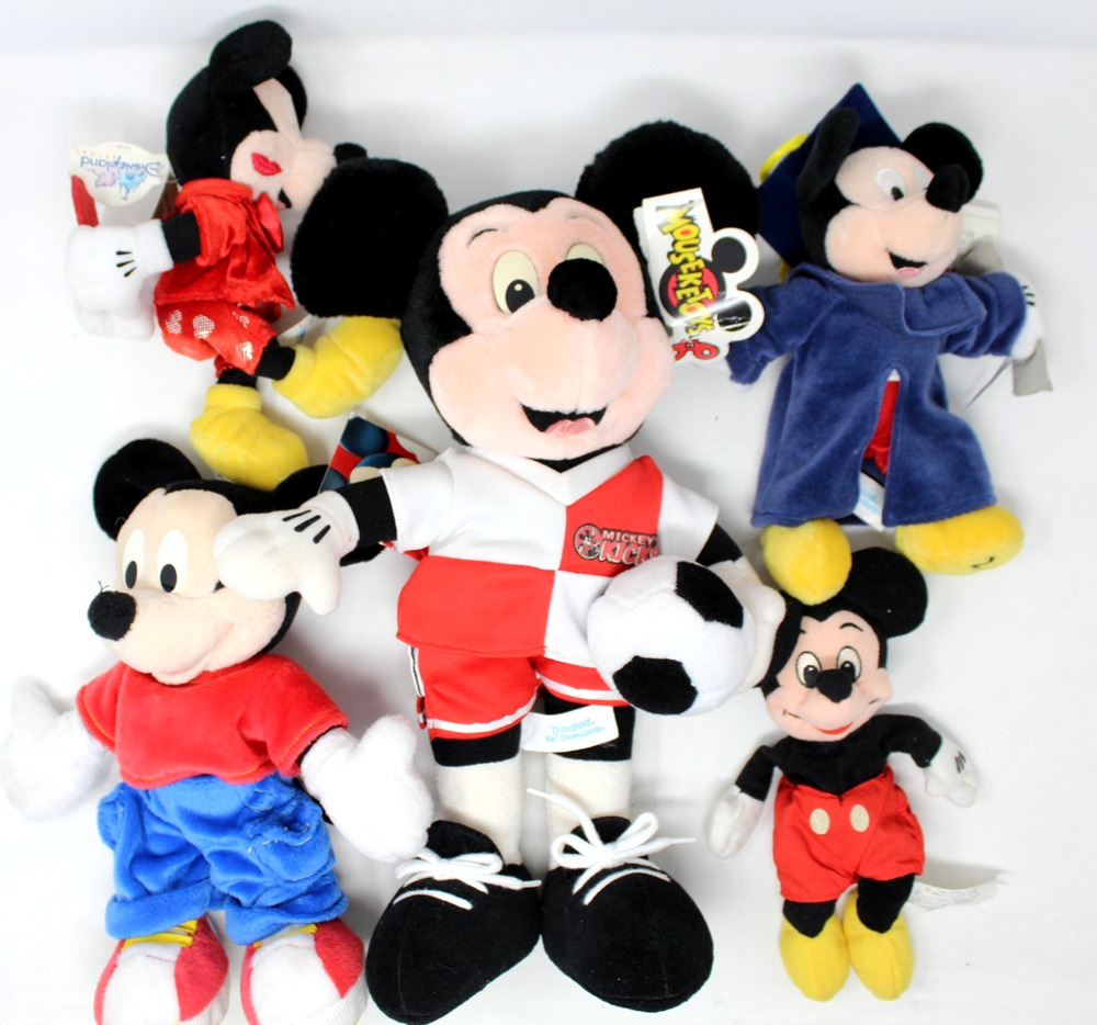 Disney Mickey Mouse Bean Bag / Plush Lot Of 5